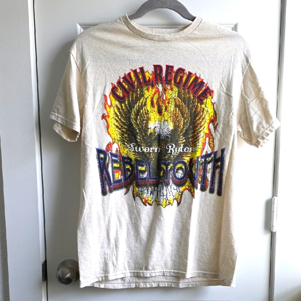 Civilregime Cream  Graphic T-Shirt Eagle #39